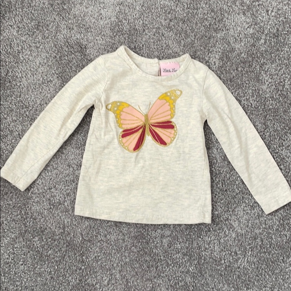 Little Lass 24m butterfly shirt - new without tags